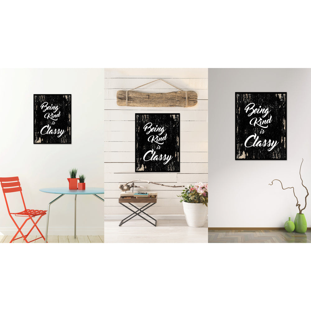 Being Kind Is Classy Motivation Saying Canvas Print with Picture Frame  Wall Art Gifts Image 2