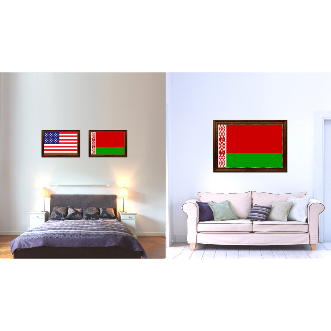 Belarus Country Flag Canvas Print with Picture Frame  Gifts Wall Image 2