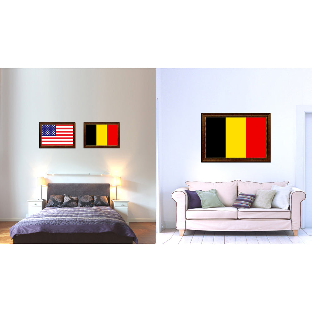 Belgium Country Flag Canvas Print with Picture Frame  Gifts Wall Image 2