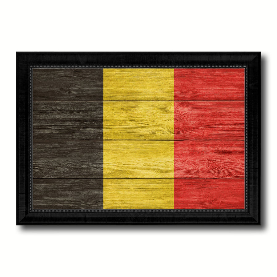 Belgium Country Flag Texture Canvas Print with Picture Frame  Wall Art Gift Ideas Image 1