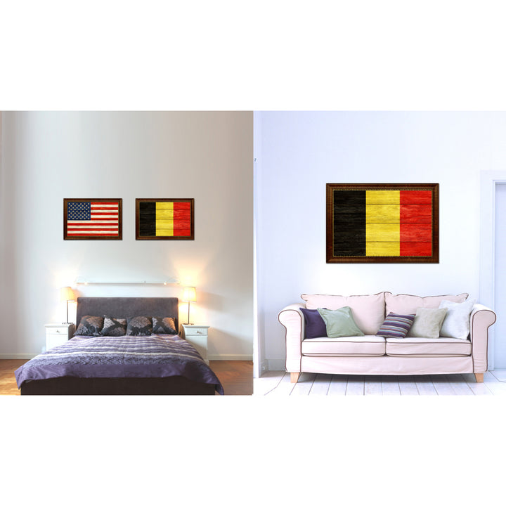 Belgium Country Flag Texture Canvas Print with Custom Frame  Gift Ideas Wall Decoration Image 2