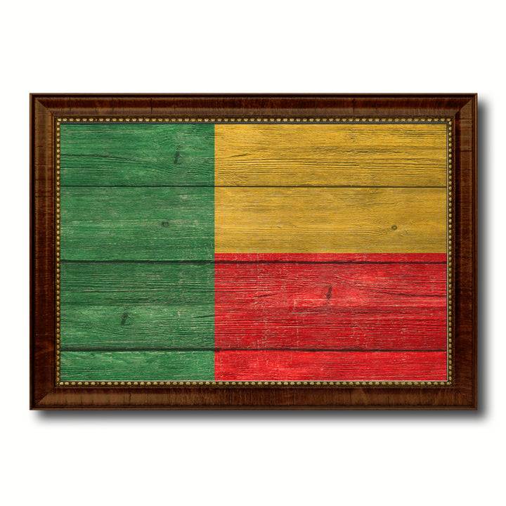 Benin Country Flag Texture Canvas Print with Custom Picture Frame  Wall Decoration Art Image 1