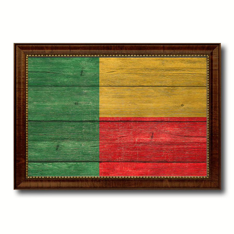 Benin Country Flag Texture Canvas Print with Custom Picture Frame  Wall Decoration Art Image 1