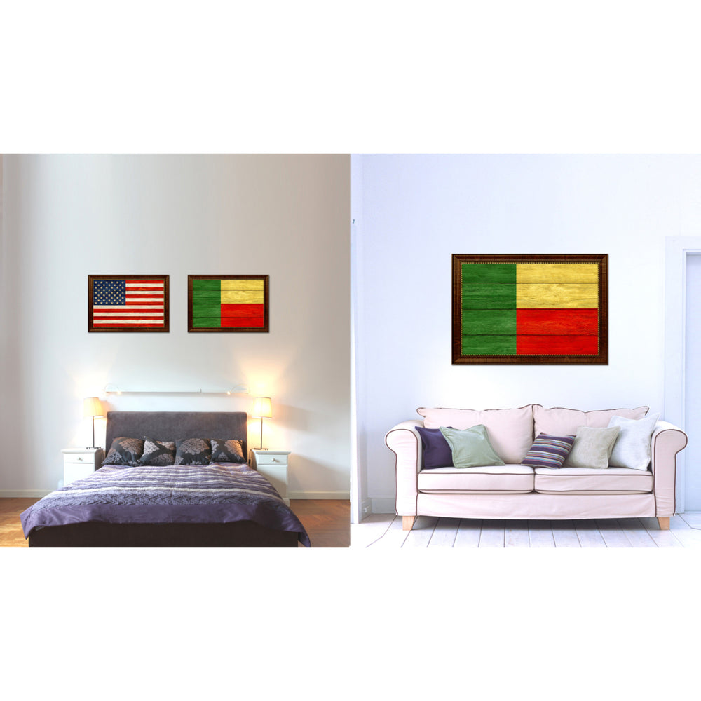 Benin Country Flag Texture Canvas Print with Custom Picture Frame  Wall Decoration Art Image 2