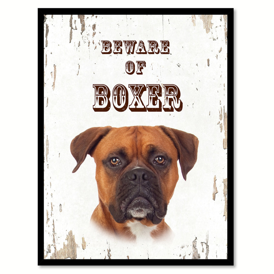 Beware of Boxer Dog Sign Gifts Canvas Print  Picture Frames Wall Art Image 1