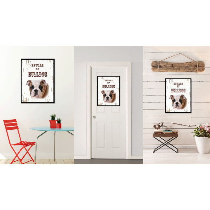 Beware of Bulldog Dog Sign Gifts Canvas Print  Picture Frames Wall Art Image 2