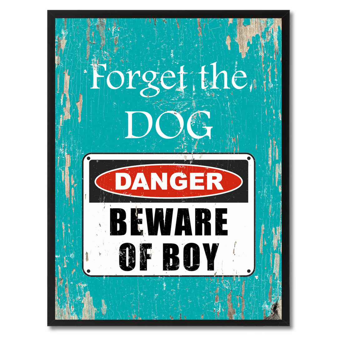 Beware of Boy Danger Warning Sign Gift Print On Canvas  Wall Art Image 1