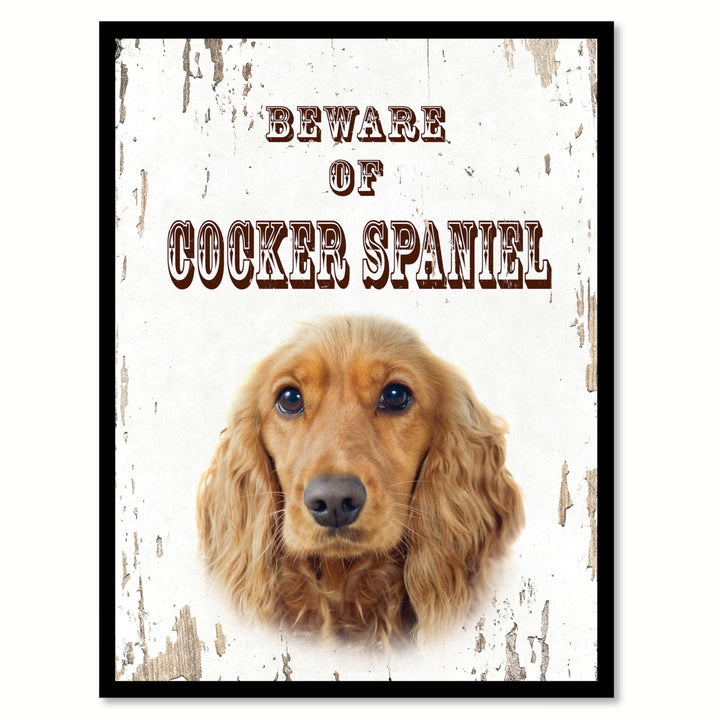 Beware of Cocker Spaniel Dog Sign Gifts Canvas Print  Picture Frames Wall Art Image 1