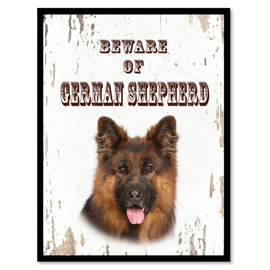 Beware of German Shepherd Dog Sign Gifts Canvas Print  Picture Frames Wall Art Image 1