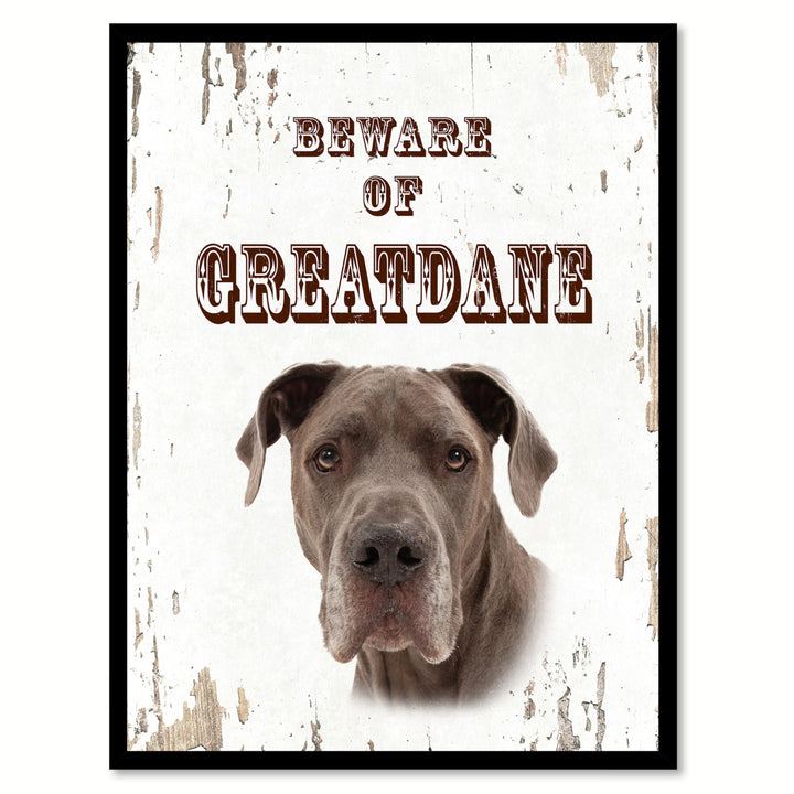 Beware of Great Dane Dog Sign Gifts Canvas Print  Picture Frames Wall Art Image 1