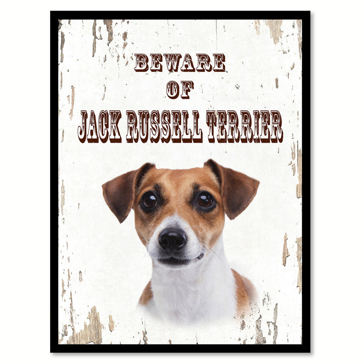 Beware of Jack Russell Dog Sign Gifts Canvas Print  Picture Frames Wall Art Image 1