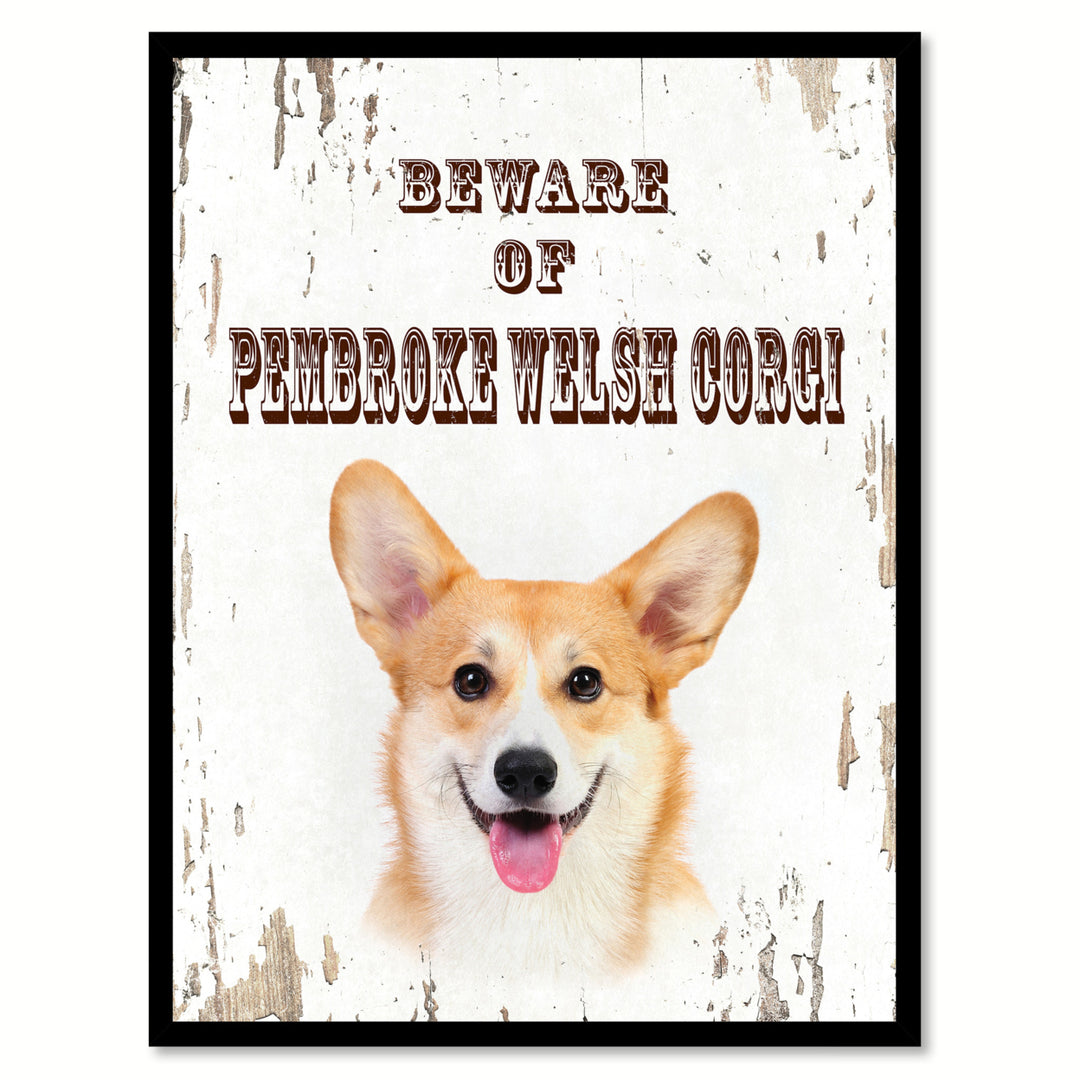 Beware of Pembroke Welsh Corgi Dog Sign Gifts Canvas Print  Picture Frames Wall Art Image 1