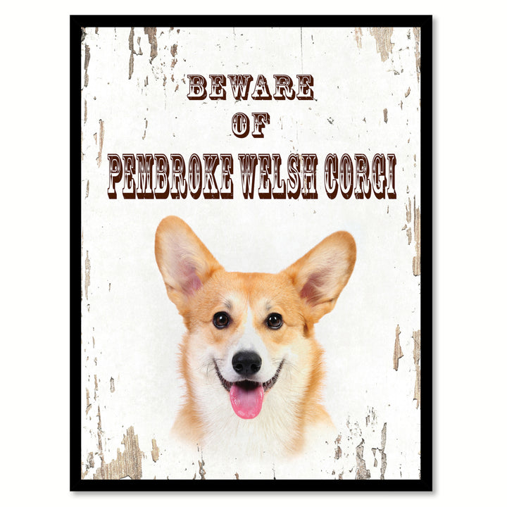 Beware of Pembroke Welsh Corgi Dog Sign Gifts Canvas Print  Picture Frames Wall Art Image 1