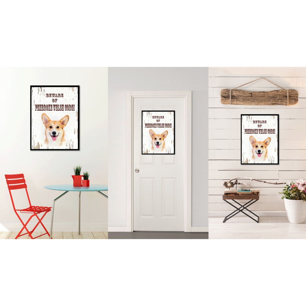 Beware of Pembroke Welsh Corgi Dog Sign Gifts Canvas Print  Picture Frames Wall Art Image 2