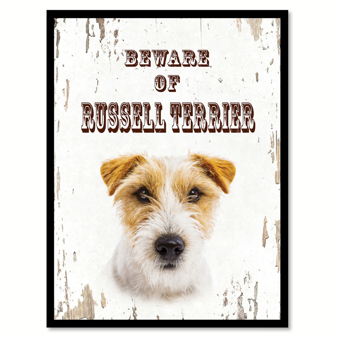 Beware of Russell Terrier Dog Sign Gifts Canvas Print  Picture Frames Wall Art Image 1