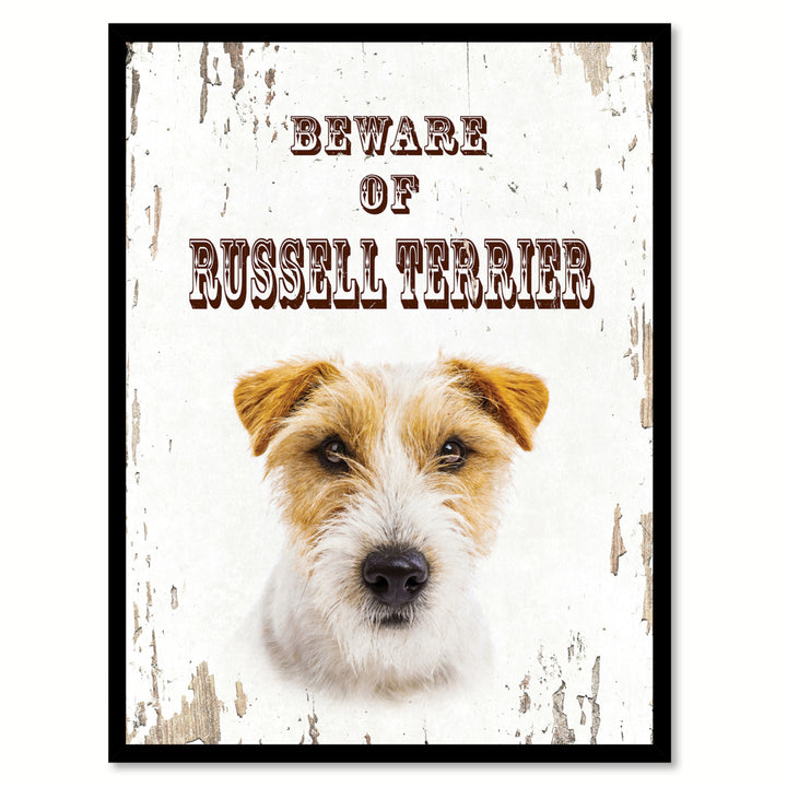 Beware of Russell Terrier Dog Sign Gifts Canvas Print  Picture Frames Wall Art Image 1