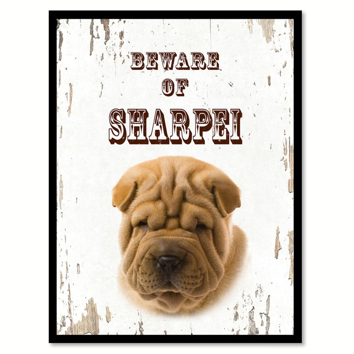 Beware of Sharpei Dog Sign Gifts Canvas Print  Picture Frames Wall Art Image 1