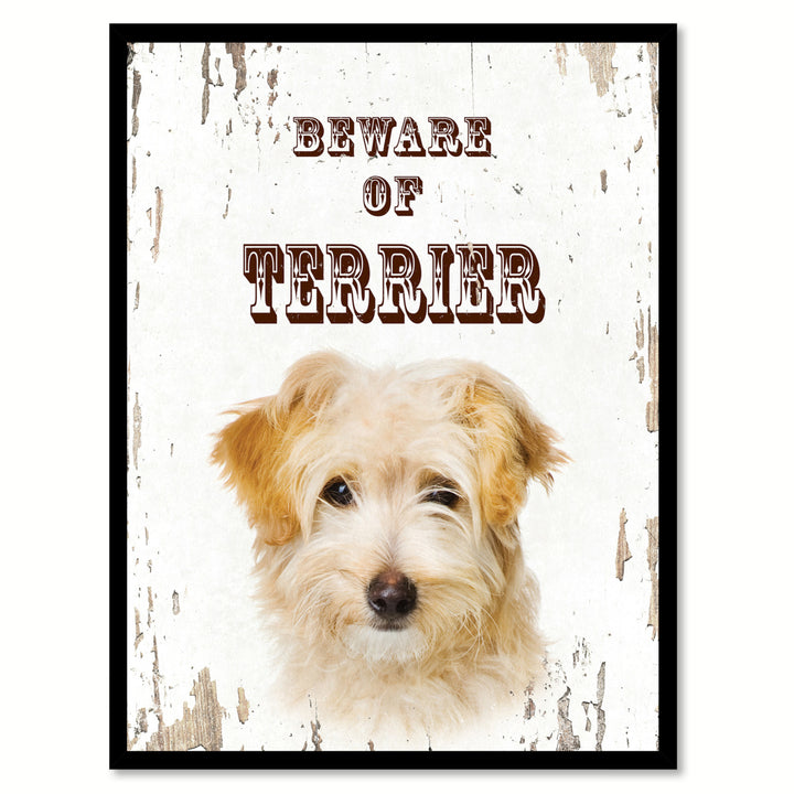 Beware of Terrier Dog Sign Gifts Canvas Print  Picture Frames Wall Art Image 1