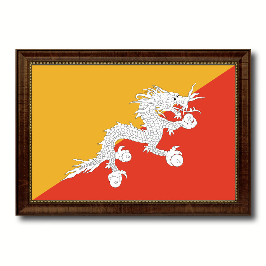 Bhutan Country Flag Canvas Print with Picture Frame  Gifts Wall Image 1