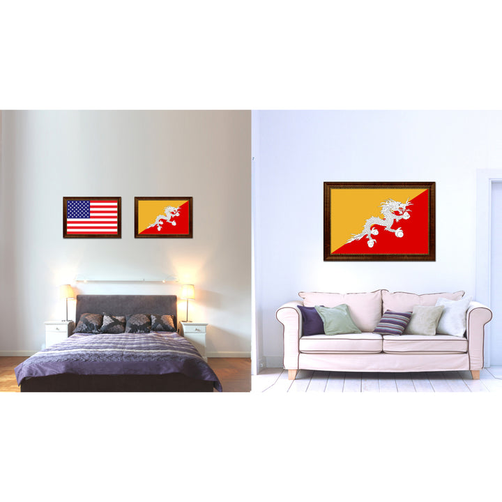 Bhutan Country Flag Canvas Print with Picture Frame  Gifts Wall Image 2