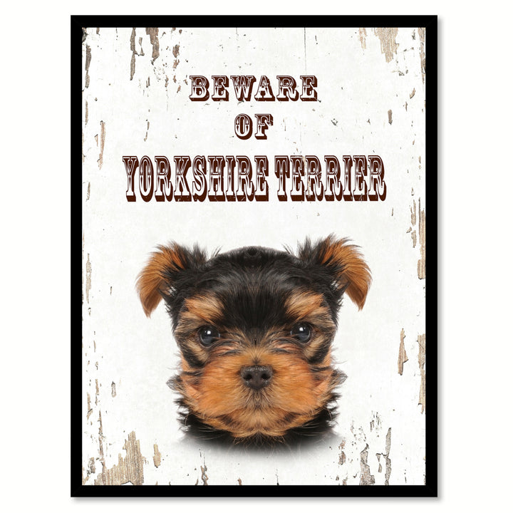 Beware of Yorkshire Terrier Dog Sign Gifts Canvas Print  Picture Frames Wall Art Image 1