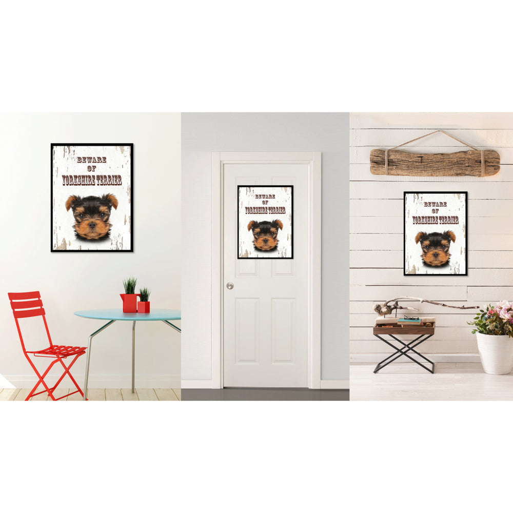 Beware of Yorkshire Terrier Dog Sign Gifts Canvas Print  Picture Frames Wall Art Image 2