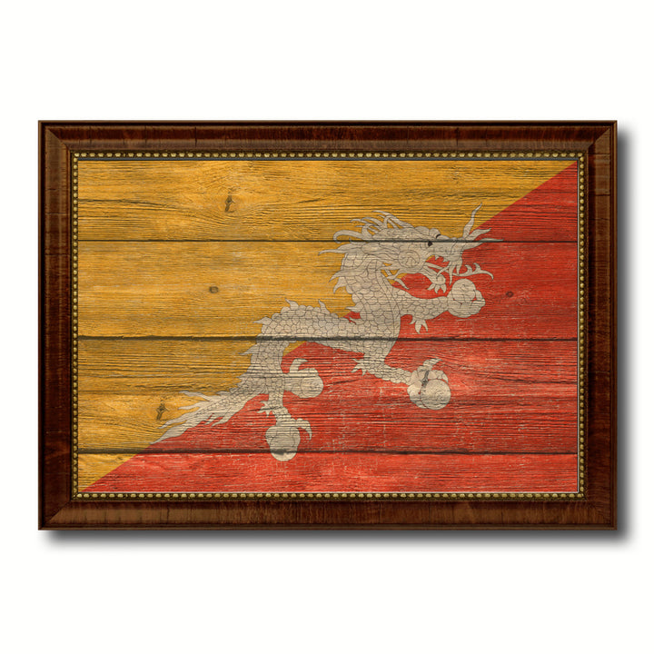 Bhutan Country Flag Texture Canvas Print with Custom Frame  Gift Ideas Wall Decoration Image 1