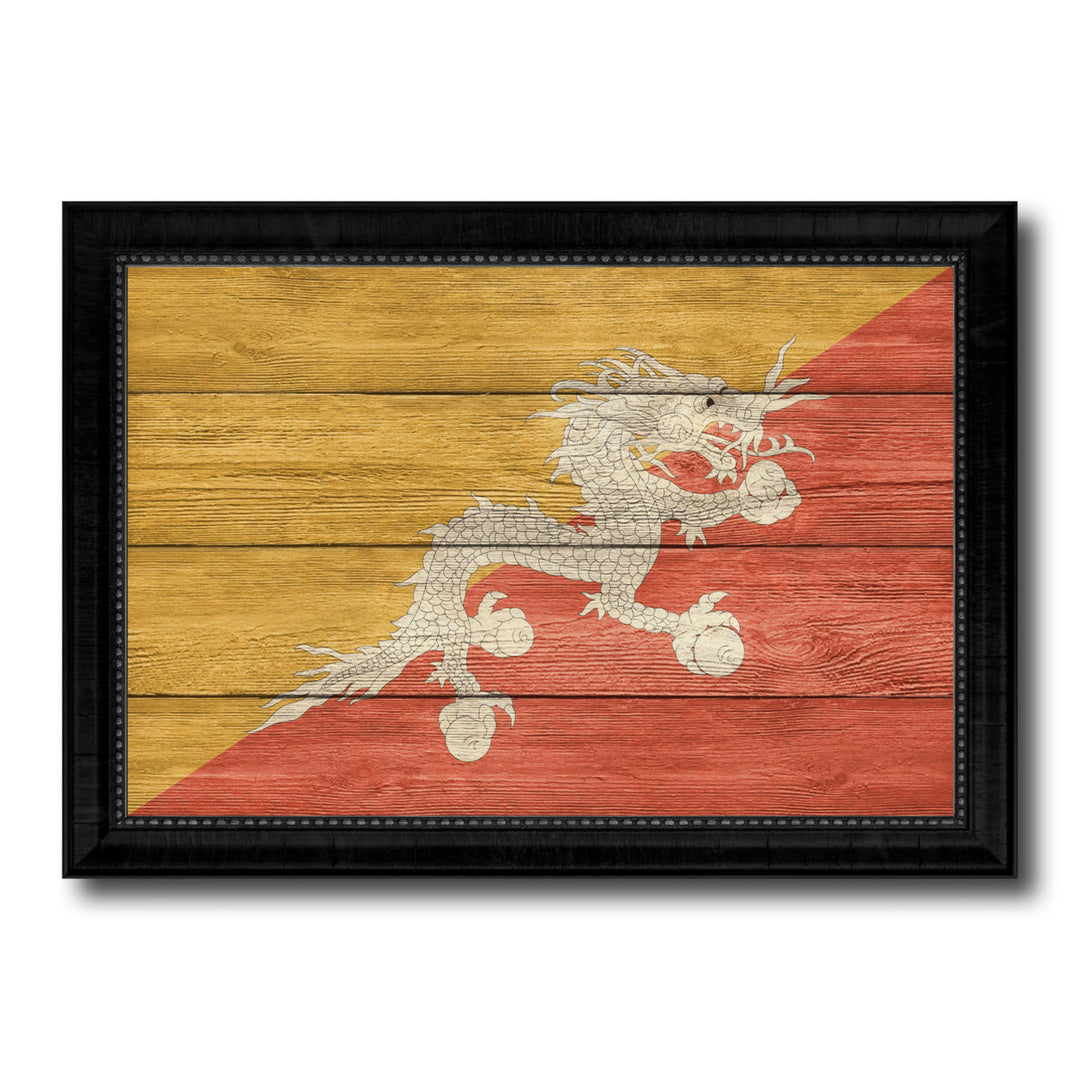 Bhutan Country Flag Texture Canvas Print with Picture Frame  Wall Art Gift Ideas Image 1