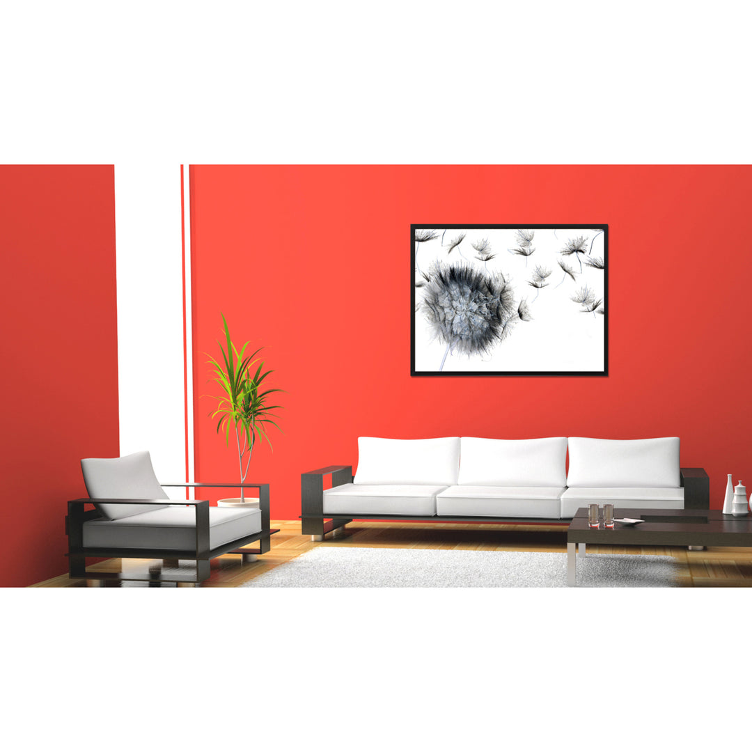 Black Dandelion Flower Framed Canvas Print  Wall Art Image 2