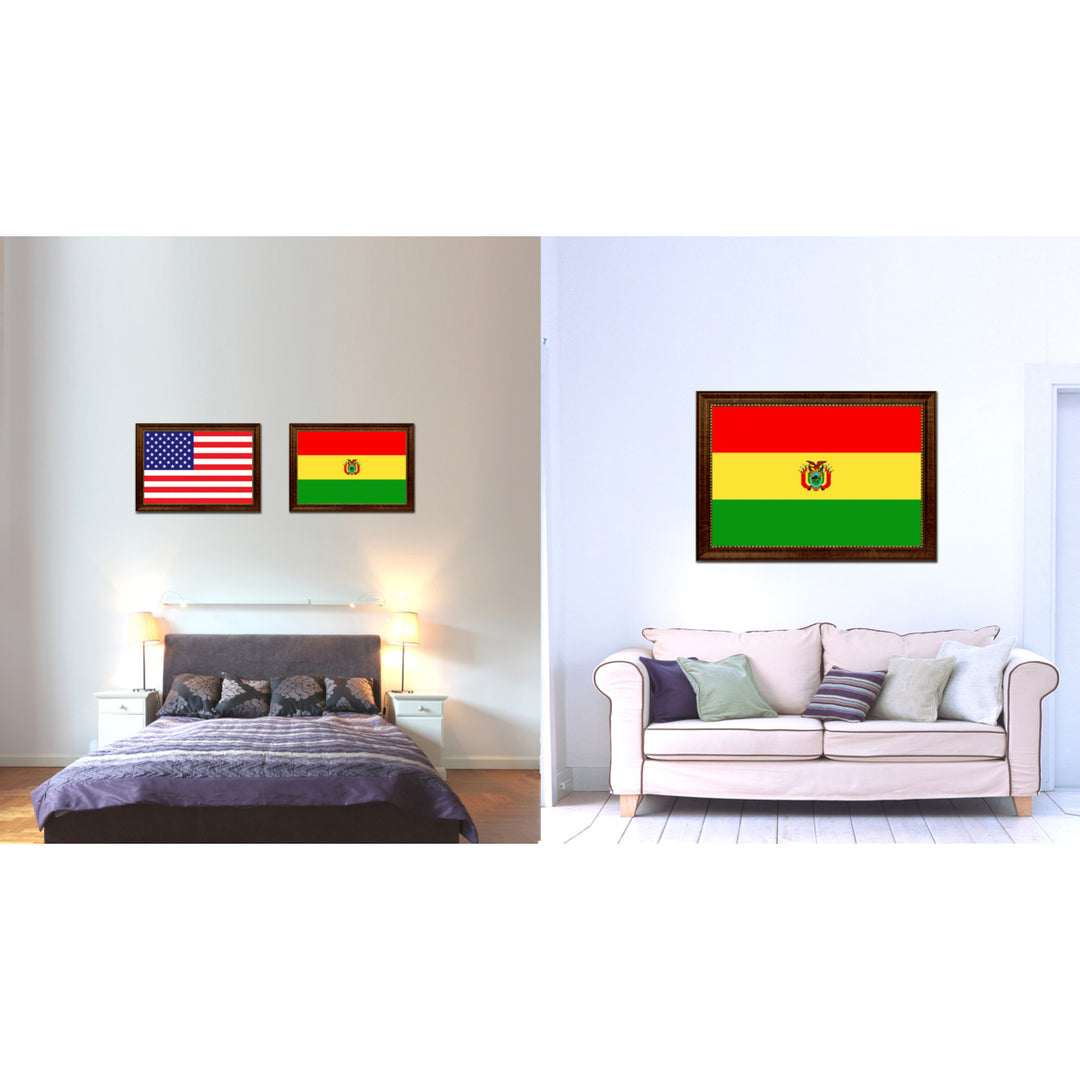 Bolivia Country Flag Canvas Print with Picture Frame  Gifts Wall Image 2