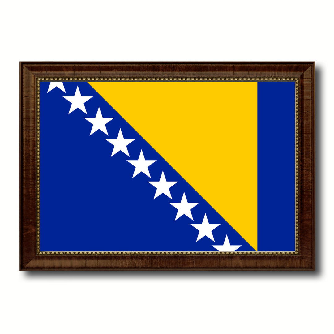 Bosnia Country Flag Canvas Print with Picture Frame  Gifts Wall Image 1