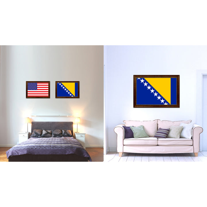 Bosnia Country Flag Canvas Print with Picture Frame  Gifts Wall Image 2