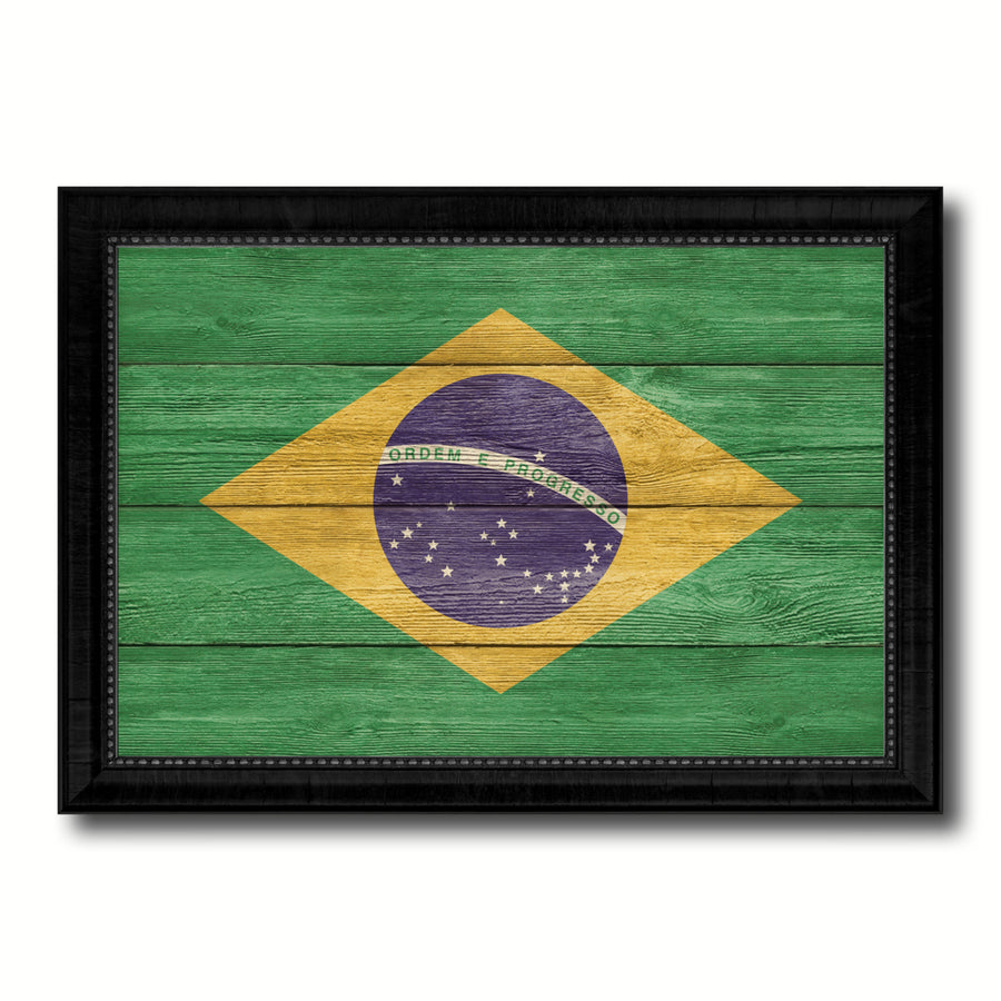 Brazil Country Flag Texture Canvas Print with Picture Frame  Wall Art Gift Ideas Image 1