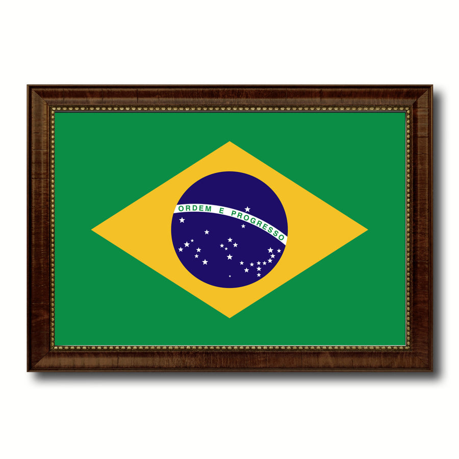 Brazil Country Flag Canvas Print with Picture Frame  Gifts Wall Image 1