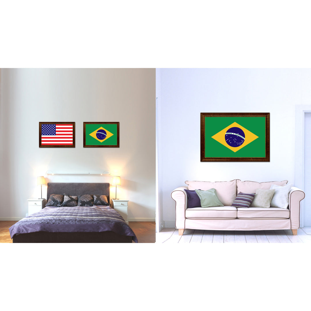Brazil Country Flag Canvas Print with Picture Frame  Gifts Wall Image 2
