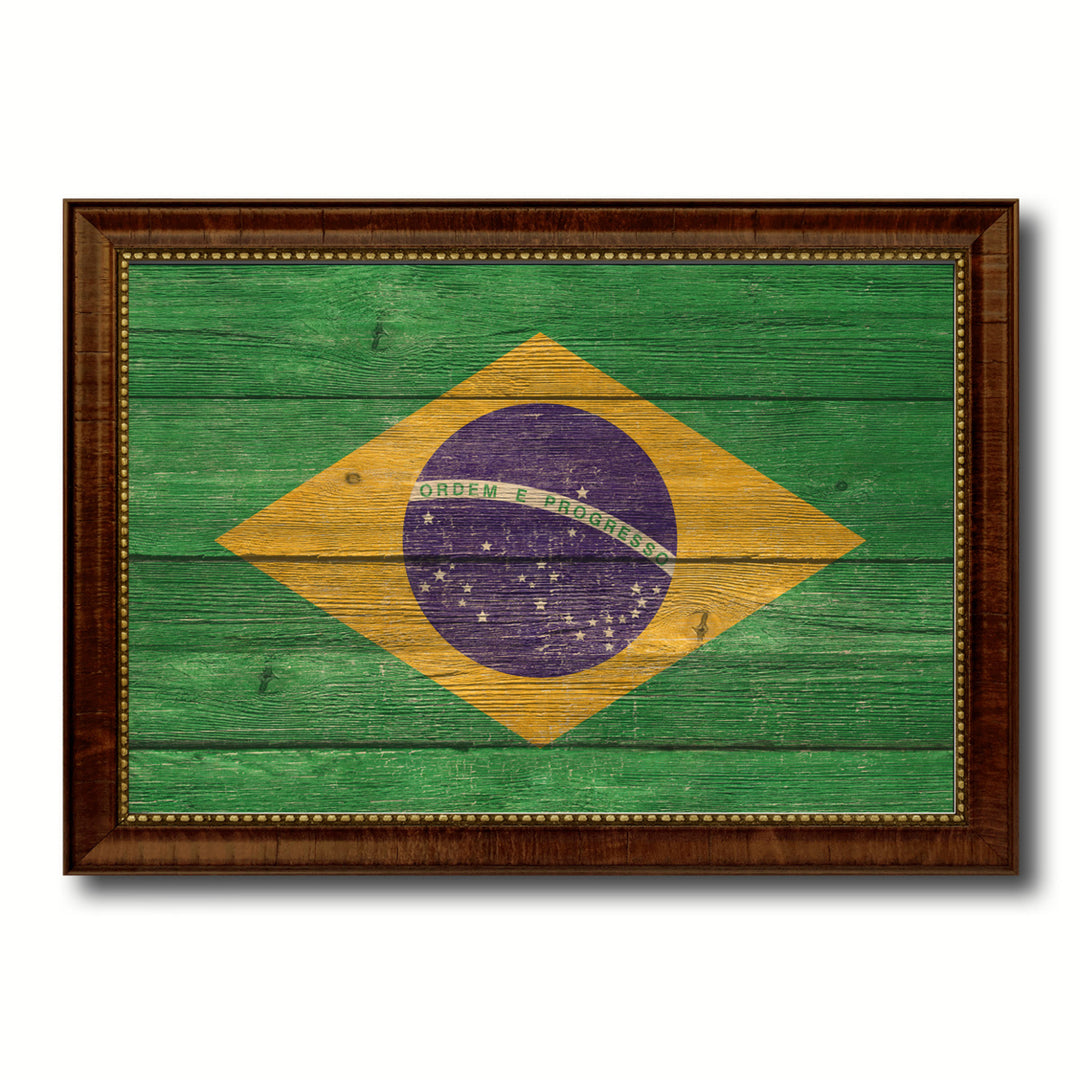 Brazil Country Flag Texture Canvas Print with Custom Frame  Gift Ideas Wall Decoration Image 1