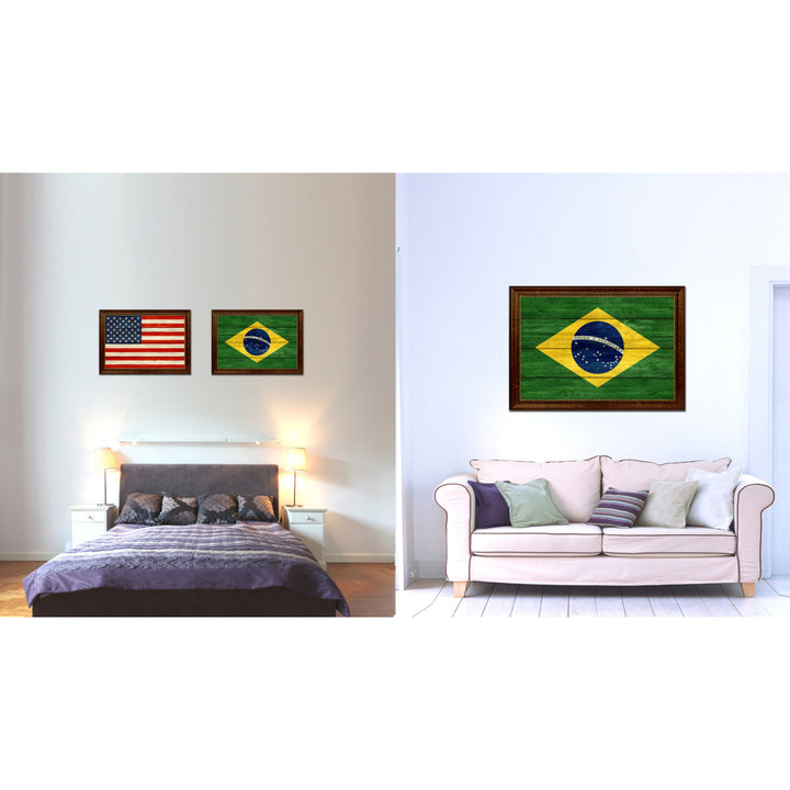 Brazil Country Flag Texture Canvas Print with Custom Frame  Gift Ideas Wall Decoration Image 2