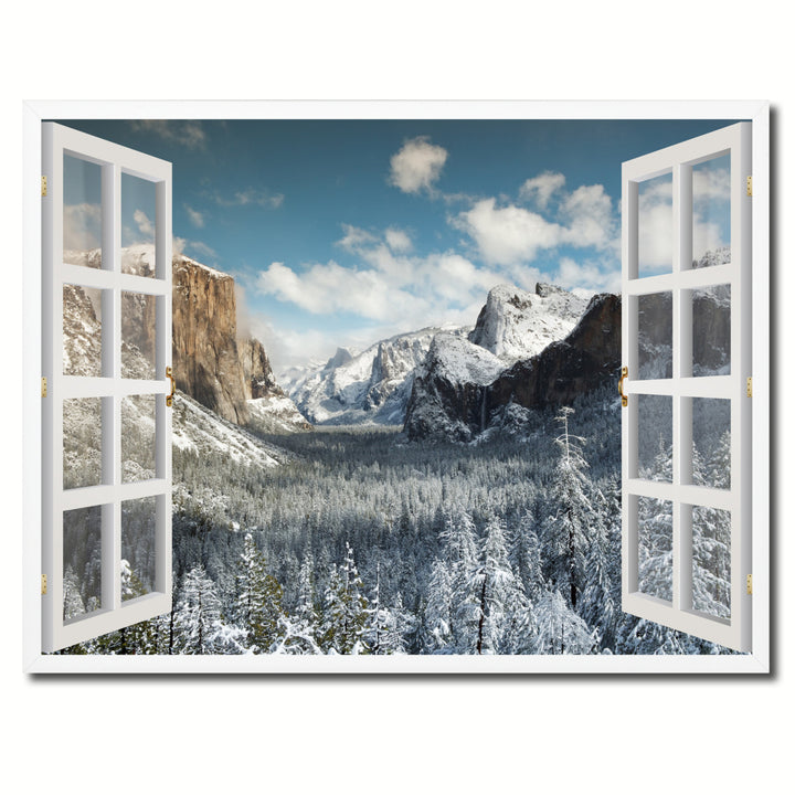 Bridal Veil Falls Yosemite Picture 3D French Window Canvas Print  Wall Frames Image 1