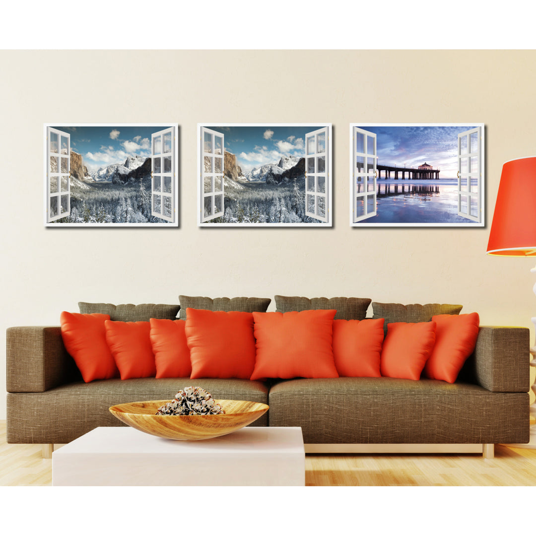 Bridal Veil Falls Yosemite Picture 3D French Window Canvas Print  Wall Frames Image 3