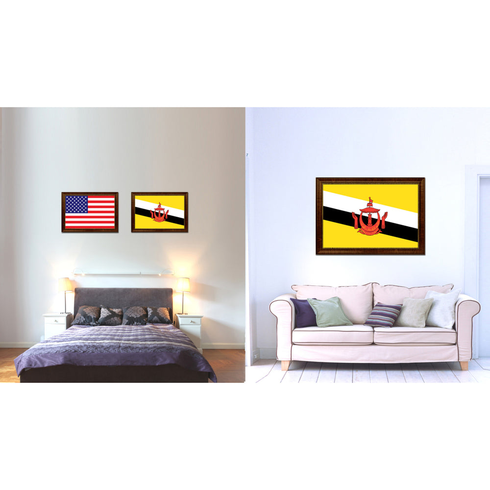Brunei Country Flag Canvas Print with Picture Frame  Gifts Wall Image 2