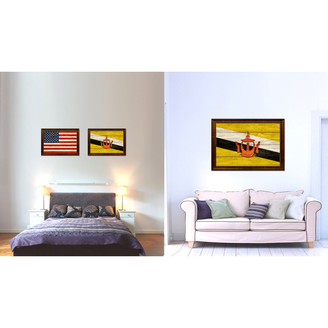 Brunei Country Flag Texture Canvas Print with Custom Frame  Gift Ideas Wall Decoration Image 2
