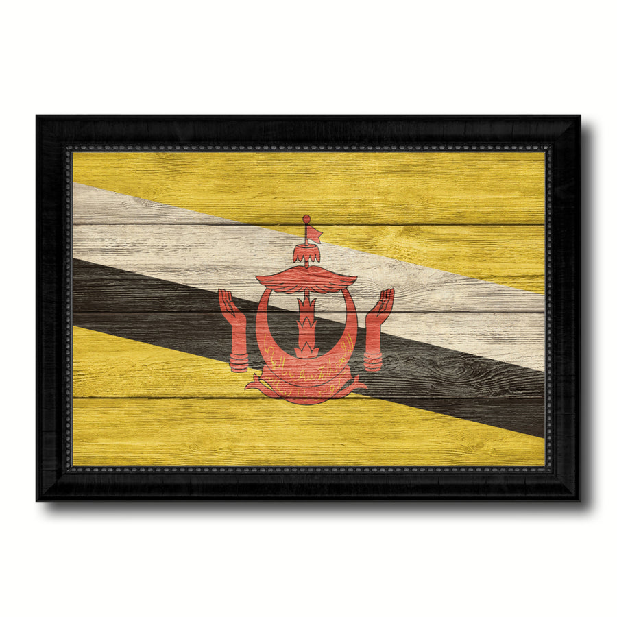 Brunei Country Flag Texture Canvas Print with Picture Frame  Wall Art Gift Ideas Image 1