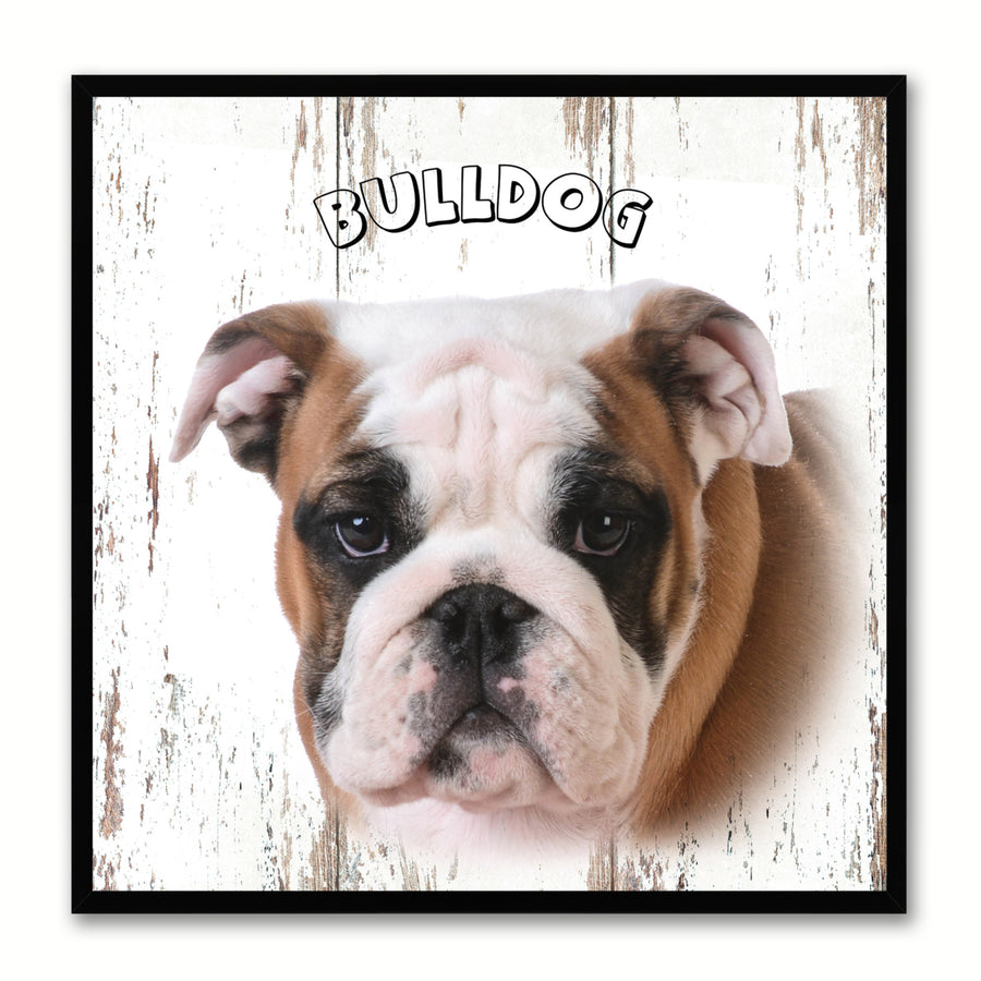 Bulldog Dog Canvas Print with Picture Frame Gift  Wall Art Decoration Image 1