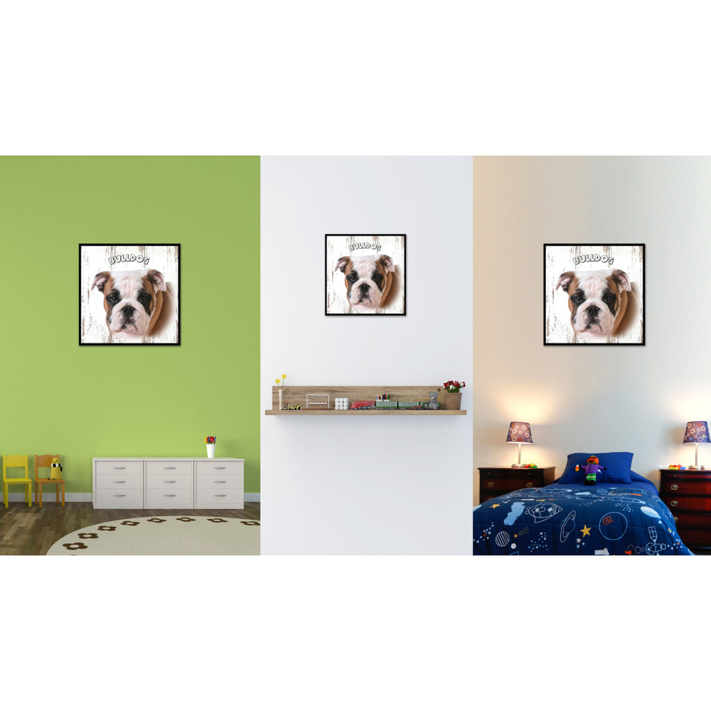 Bulldog Dog Canvas Print with Picture Frame Gift  Wall Art Decoration Image 2