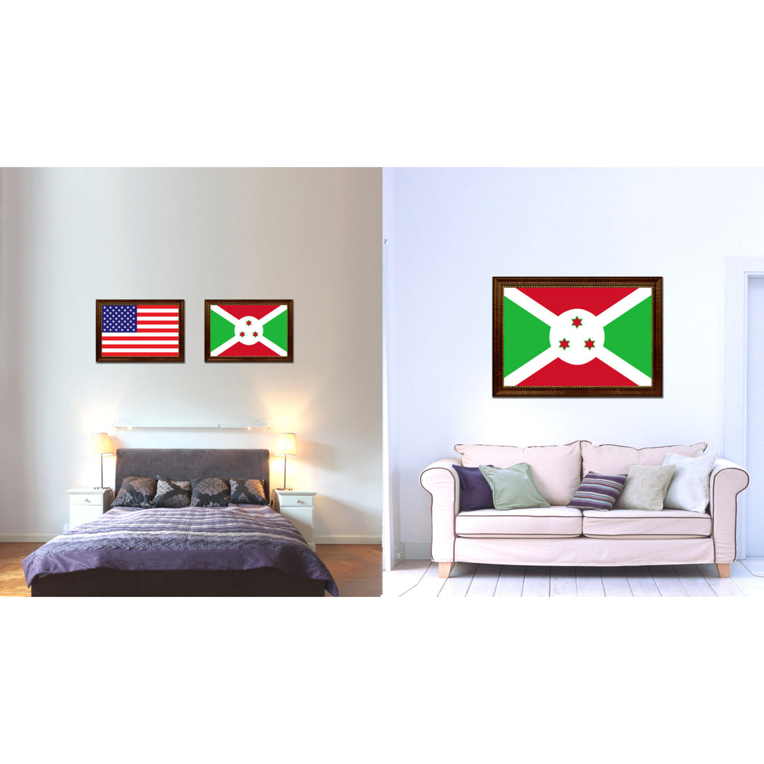 Burundi Country Flag Canvas Print with Picture Frame  Gifts Wall Image 2