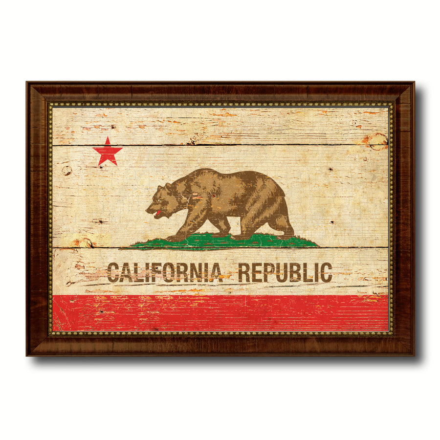 California Vintage Flag Canvas Print with Picture Frame Gift Ideas  Wall Art Decoration Image 1