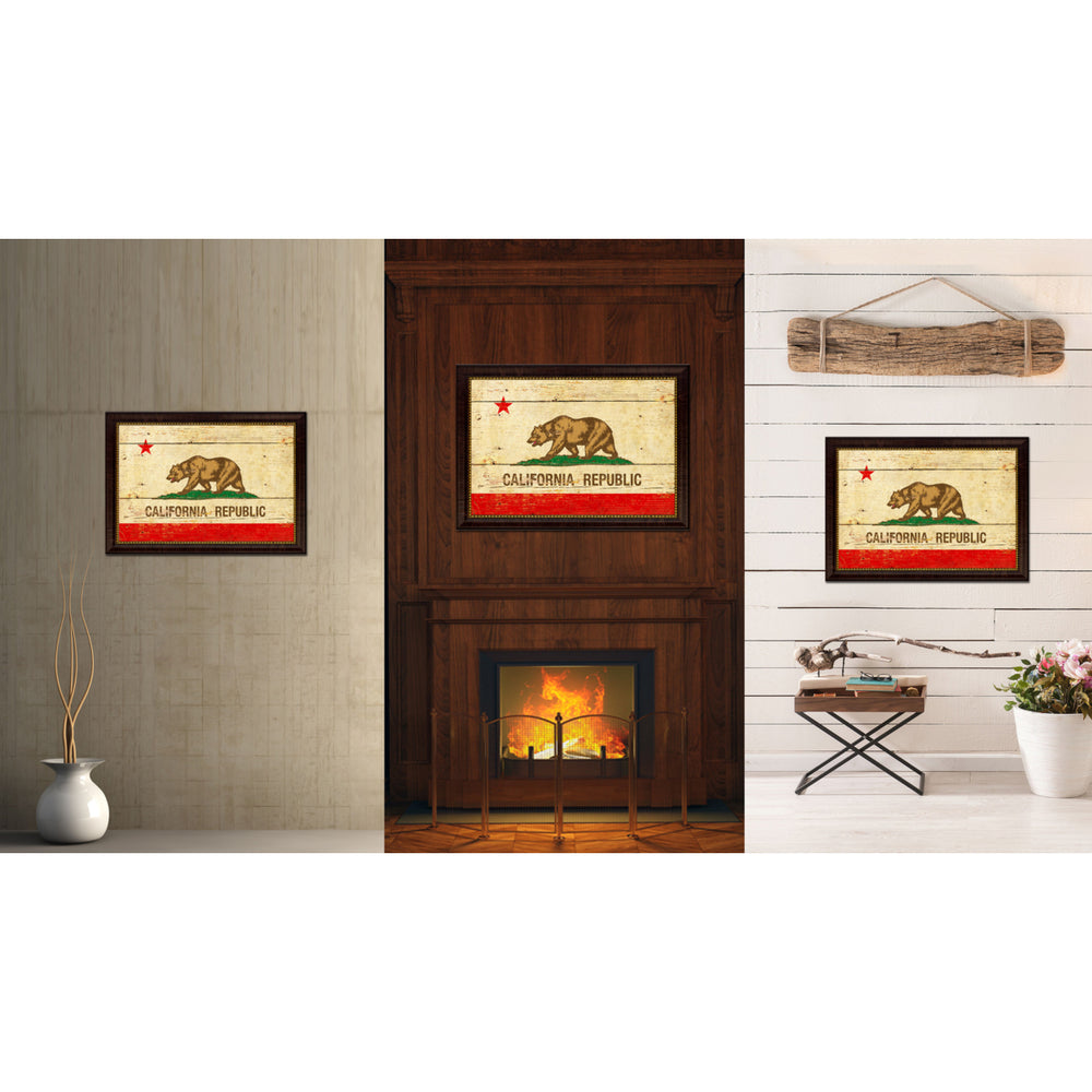 California Vintage Flag Canvas Print with Picture Frame Gift Ideas  Wall Art Decoration Image 2