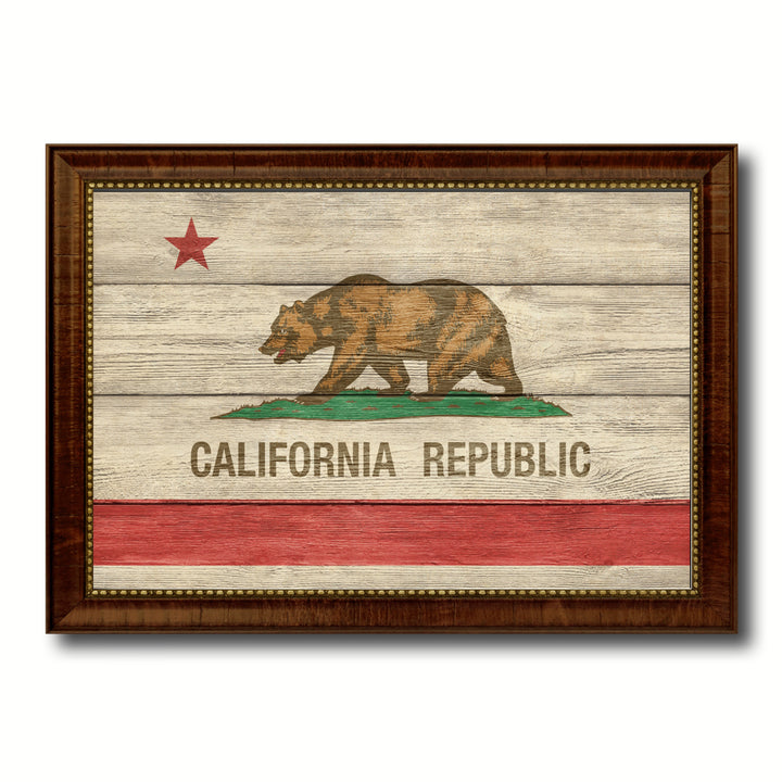 California Texture Flag Canvas Print with Picture Frame Gift Ideas  Wall Art Decoration Image 1