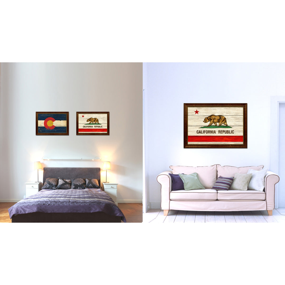 California Texture Flag Canvas Print with Picture Frame Gift Ideas  Wall Art Decoration Image 2