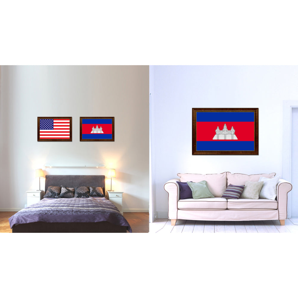 Cambodia Country Flag Canvas Print with Picture Frame  Gifts Wall Image 2